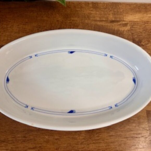 Spode Quasar Oval Casserole Dish Blue White Vintage Fine Oven China England Bake - Picture 4 of 5